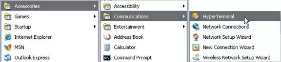 Start Menu HyperTerminal